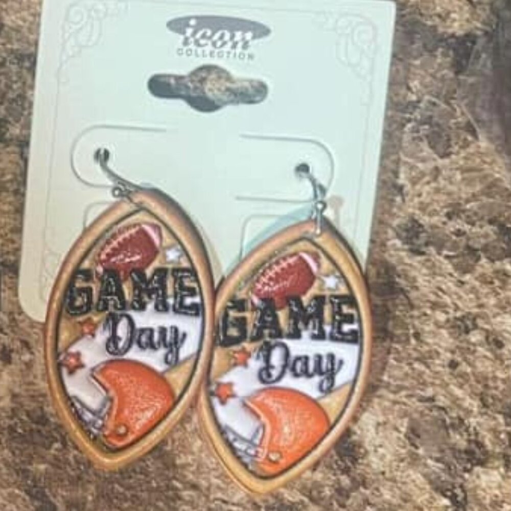 Game Day Earrings Orange & White